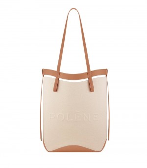 White / Brown Polene Ilo Tote Bags | IRELAND 350492J