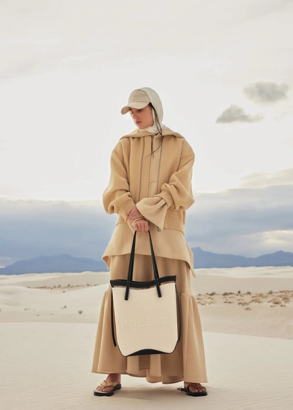 Beige / Black Polene Ilo Tote Bags | IRELAND 190462G