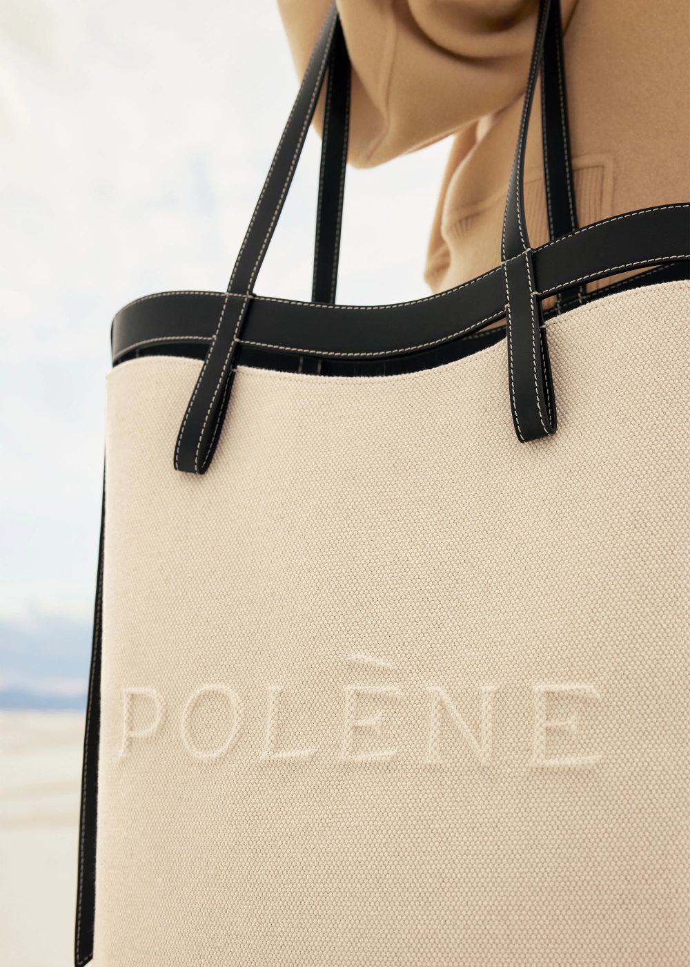 Beige / Black Polene Ilo Tote Bags | IRELAND 190462G