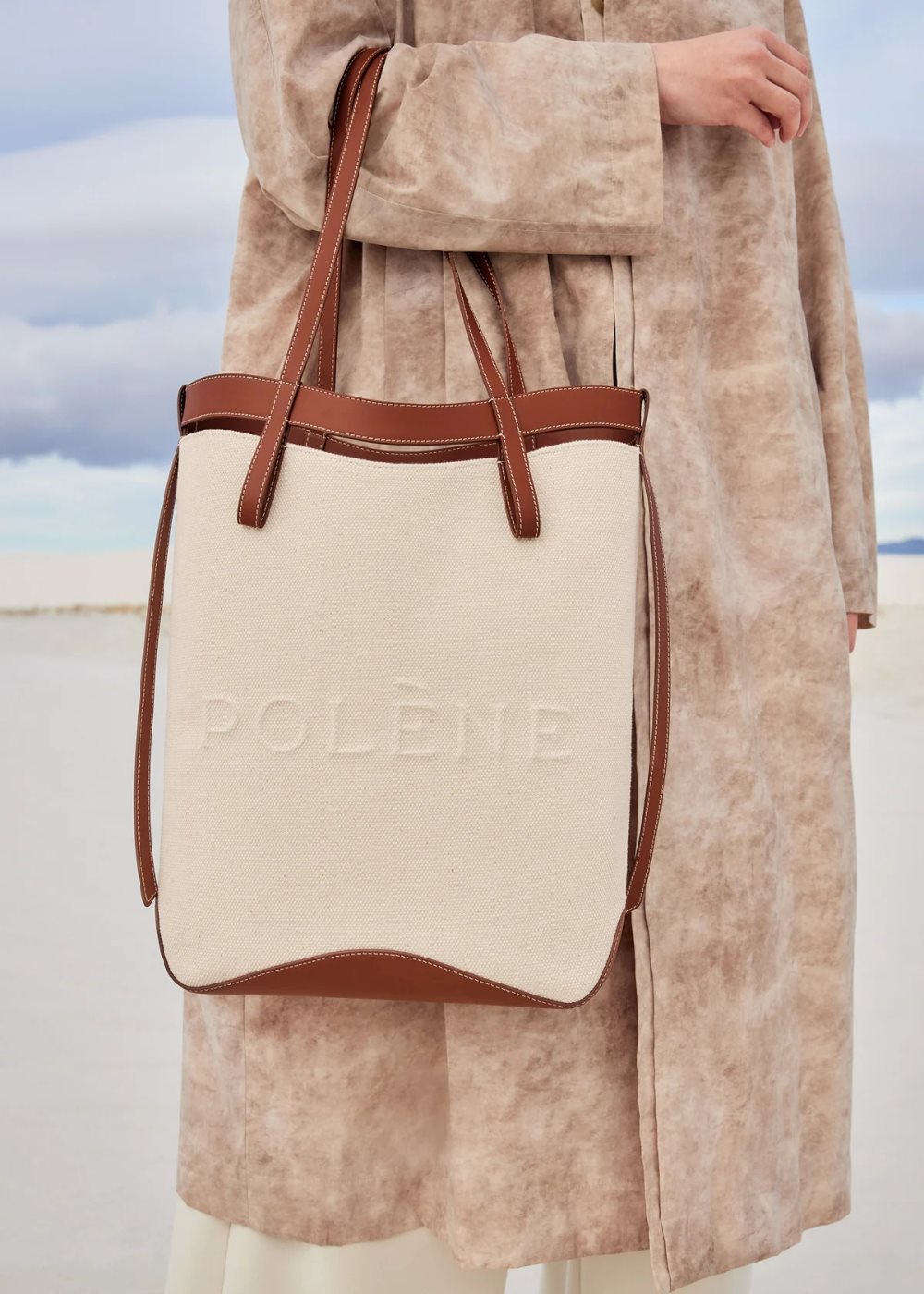 Beige / Brown Polene Ilo Tote Bags | IRELAND 405728F