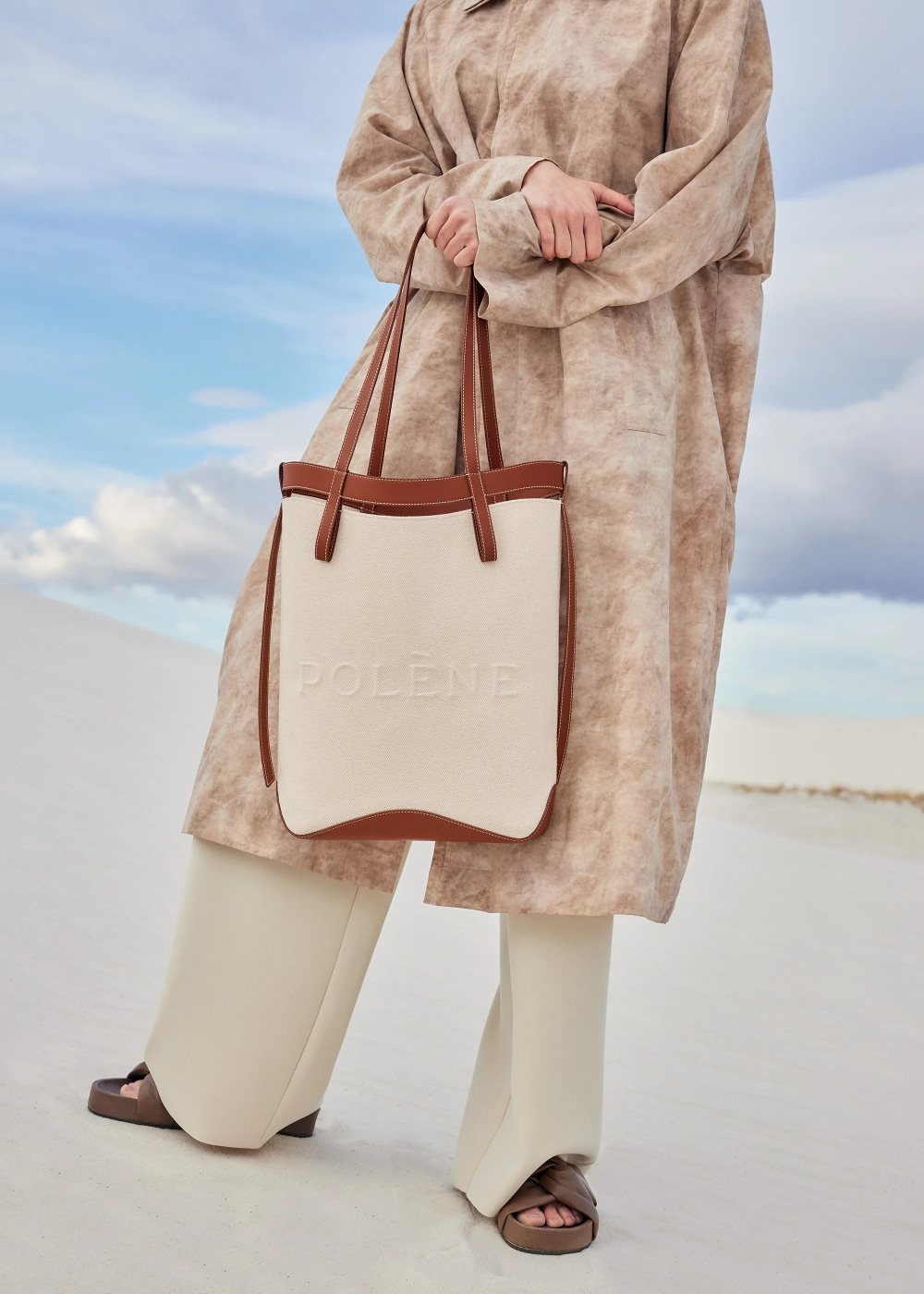 Beige / Brown Polene Ilo Tote Bags | IRELAND 405728F