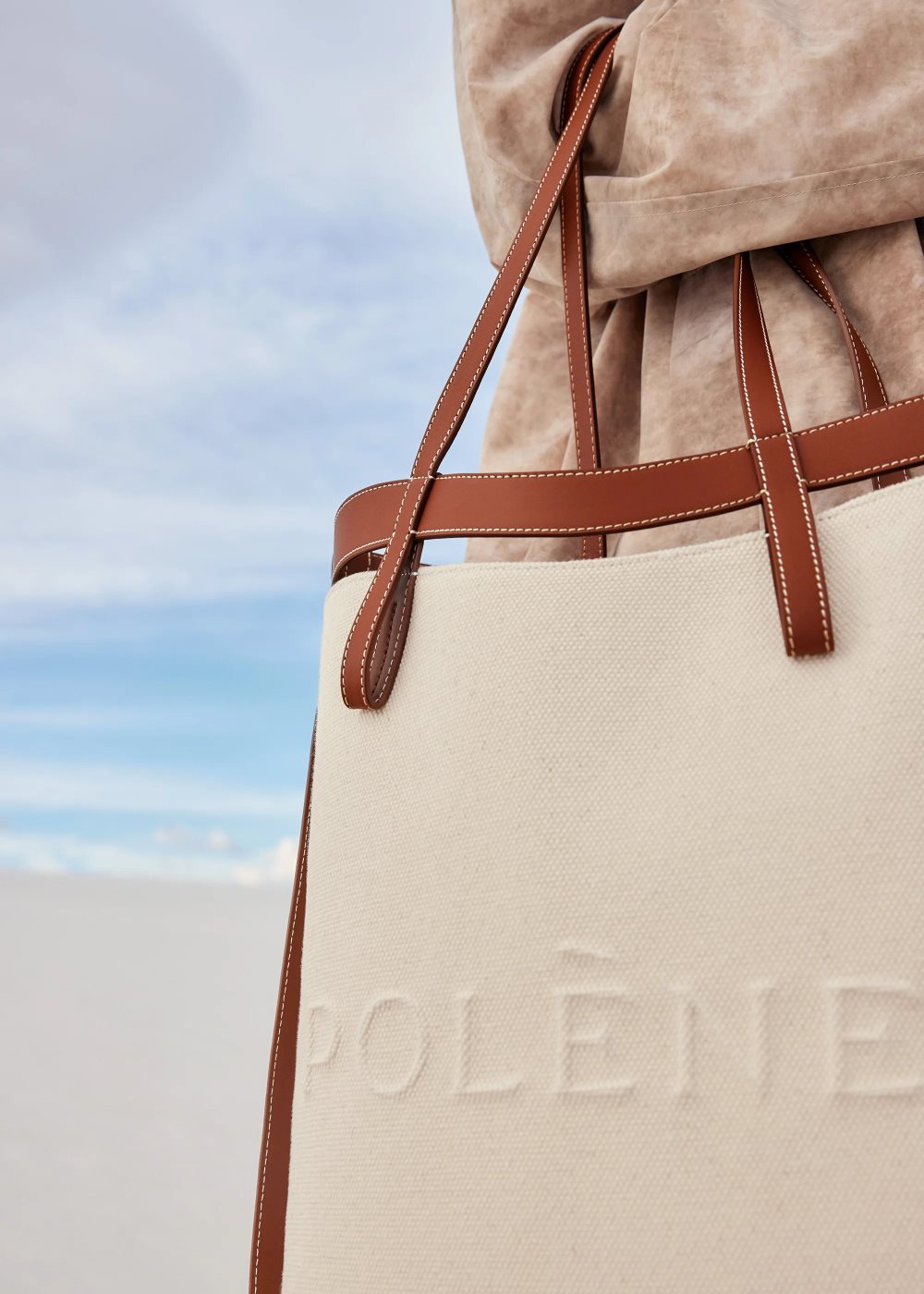 Beige / Brown Polene Ilo Tote Bags | IRELAND 405728F