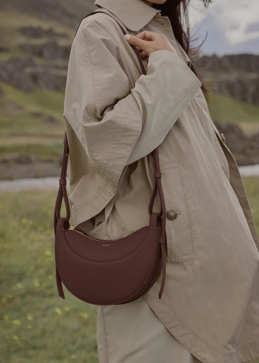 Chocolate Polene Numéro Dix Crossbody Bags | IRELAND 219430K