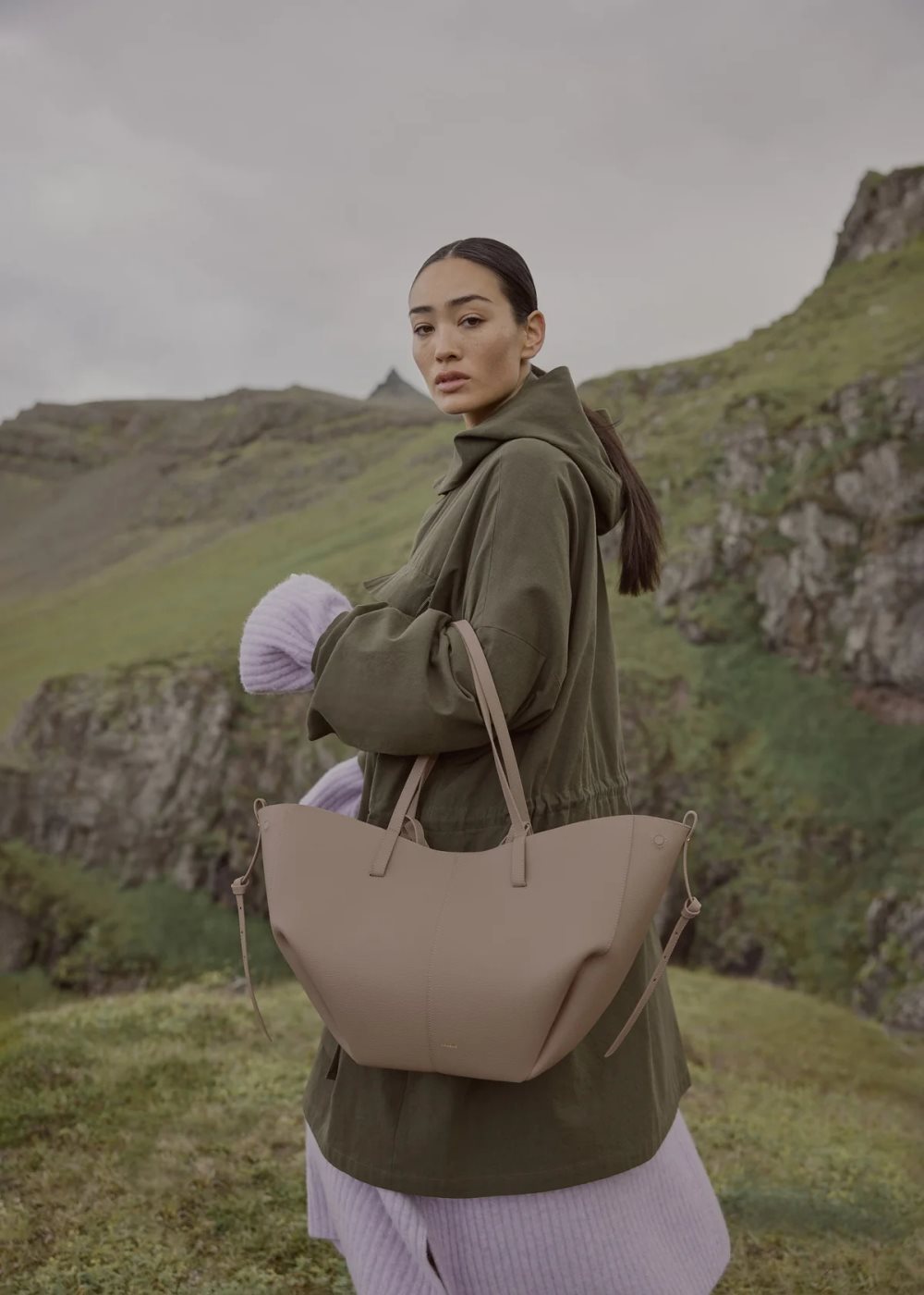 Grey Brown Polene Cyme Tote Bags | IRELAND 064953N