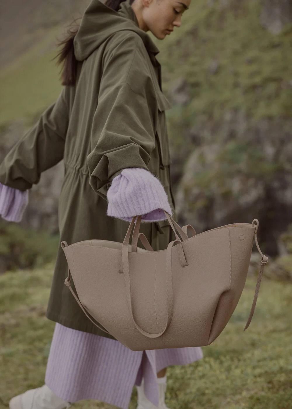 Grey Brown Polene Cyme Tote Bags | IRELAND 064953N