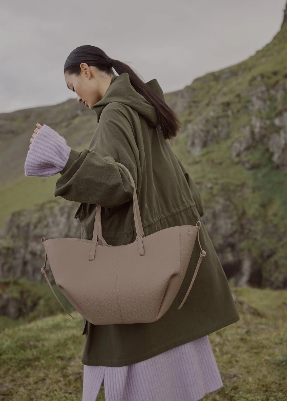 Grey Brown Polene Cyme Tote Bags | IRELAND 064953N