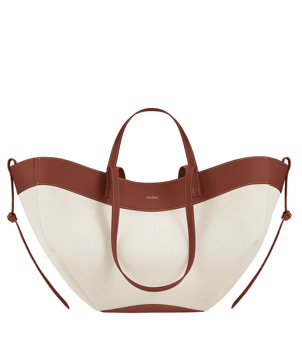 White / Brown Polene Cyme Tote Bags | IRELAND 460725J