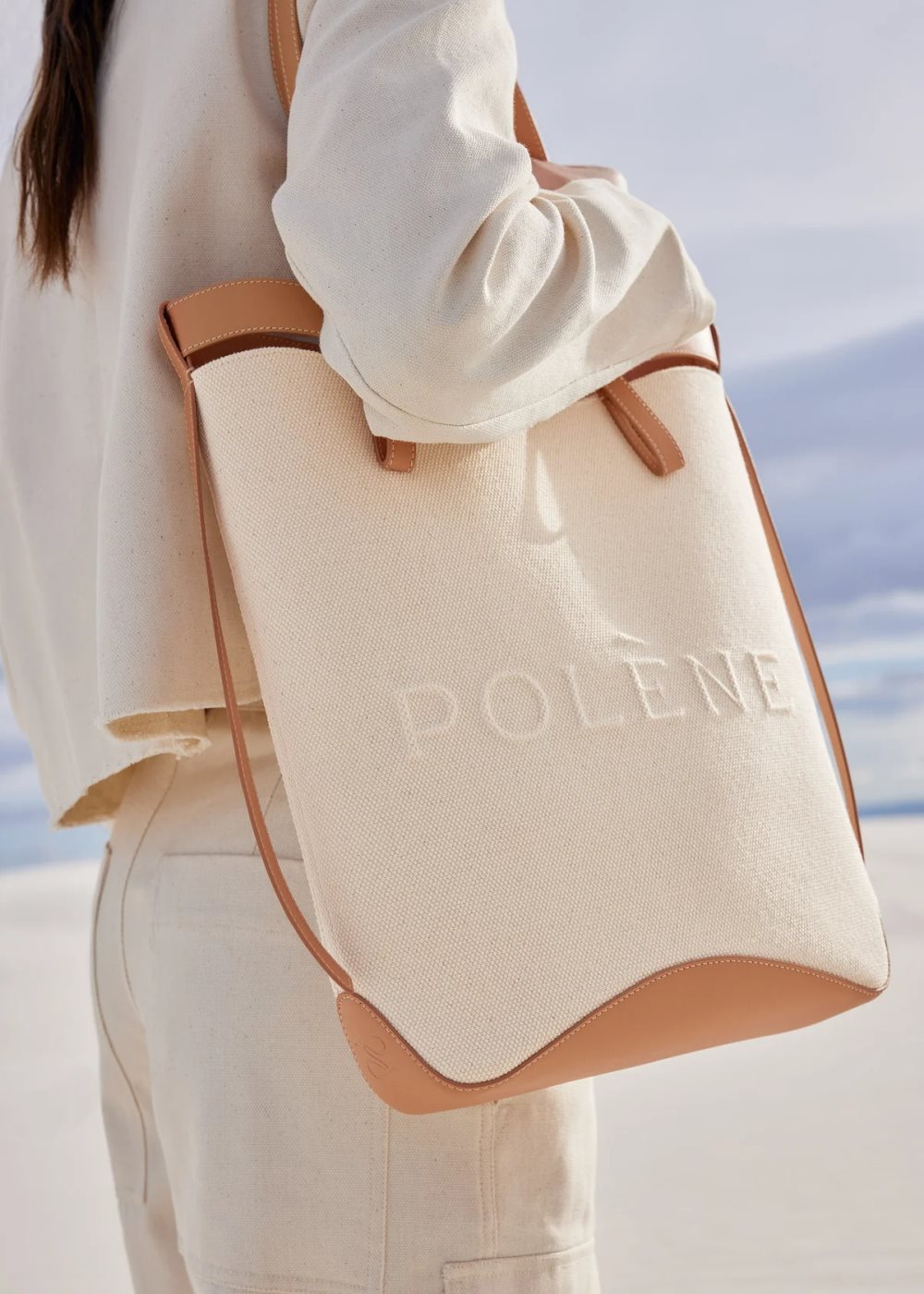 White / Brown Polene Ilo Tote Bags | IRELAND 350492J